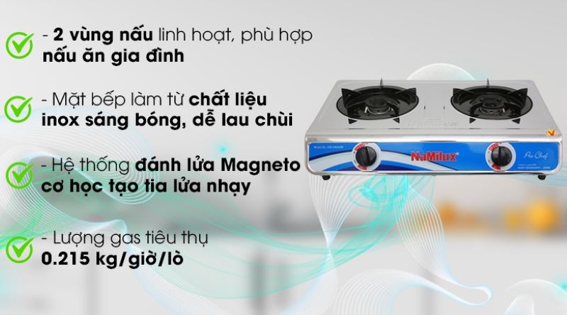 Các loại bếp gas đôi NaMilux